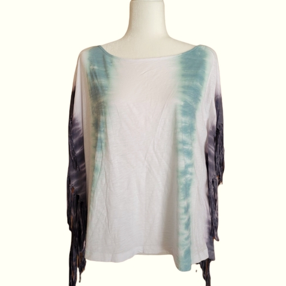 Free People Tops - Free People oversized slouchy fit tie-dye fringe tee, NWOT